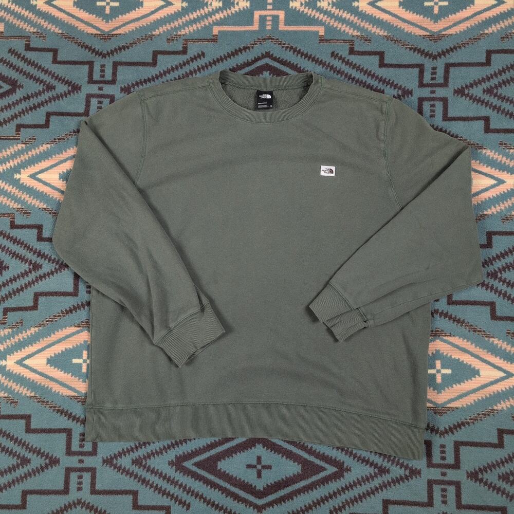The North Face Men’s Green Solid Logo Crew Neck Long Sleeve Pullover XXL